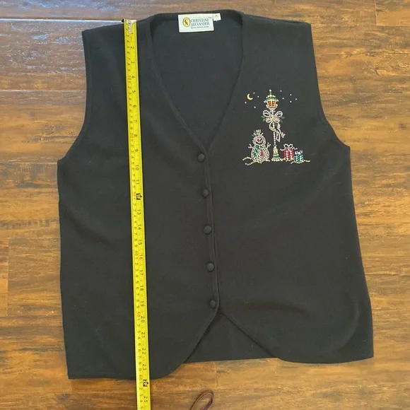 Christine Alexander Black Christmas Vest Size Medium - Picture 4 of 5